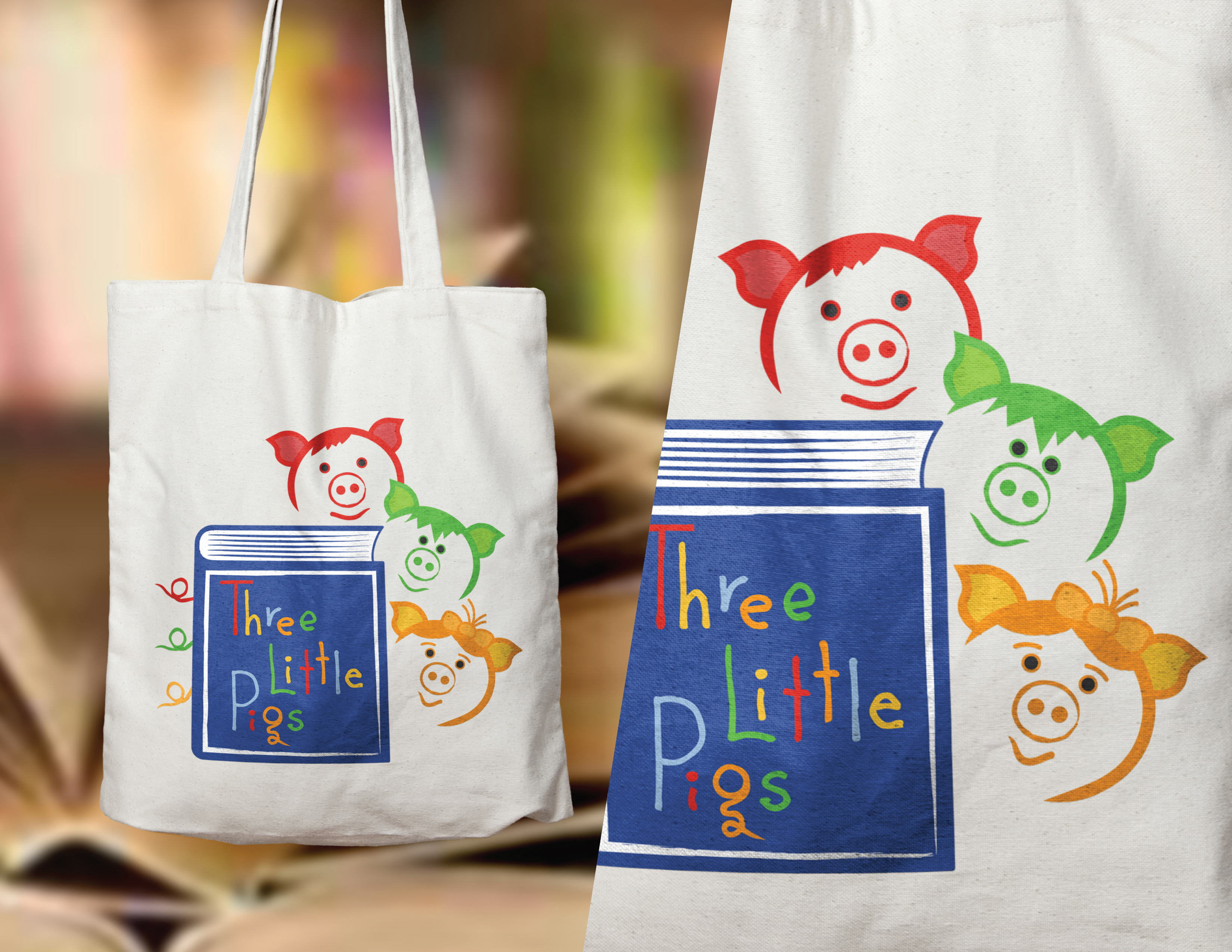 three little pigs logo mockup